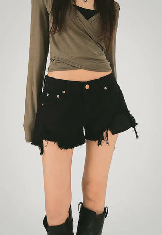 Hot Low-Rise Rescue Damage Cutting Cotton Shorts