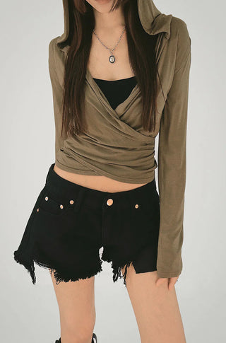 Hot Low-Rise Rescue Damage Cutting Cotton Shorts