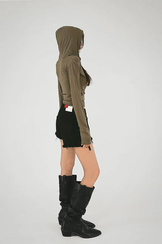 Hot Low-Rise Rescue Damage Cutting Cotton Shorts
