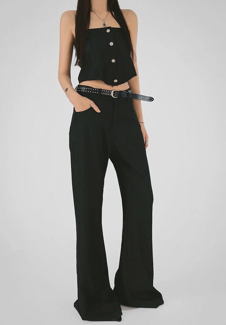 Eden Cut Maxi Slacks Loose Fit Bootcut Denim Cool Pants