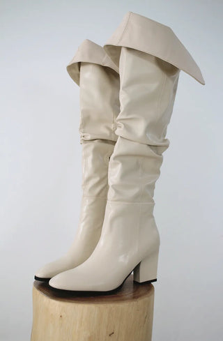 High-quality two-way back slit natural wrinkle western long boots
