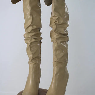 High-quality two-way back slit natural wrinkle western long boots