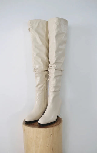 High-quality two-way back slit natural wrinkle western long boots