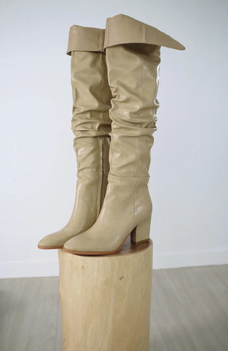 High-quality two-way back slit natural wrinkle western long boots