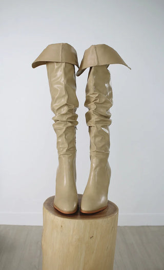 High-quality two-way back slit natural wrinkle western long boots