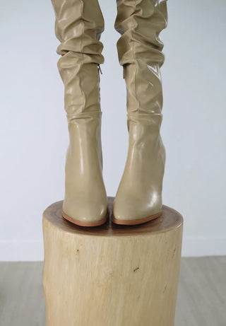 High-quality two-way back slit natural wrinkle western long boots