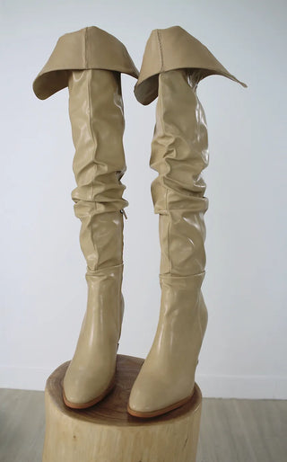 High-quality two-way back slit natural wrinkle western long boots