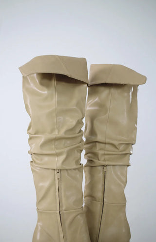 High-quality two-way back slit natural wrinkle western long boots