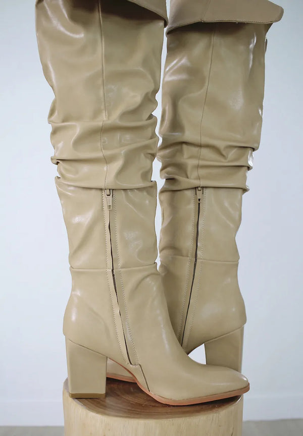 High-quality two-way back slit natural wrinkle western long boots