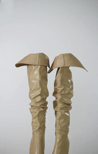 High-quality two-way back slit natural wrinkle western long boots