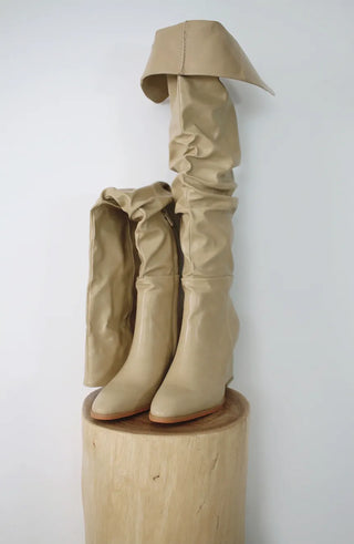 High-quality two-way back slit natural wrinkle western long boots