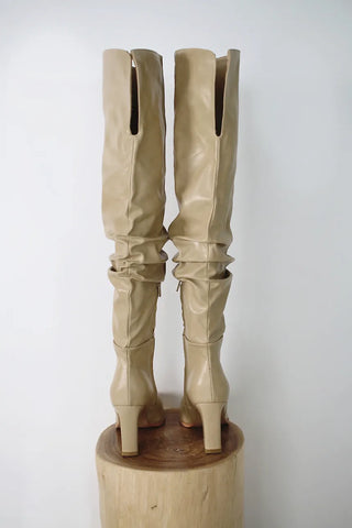 High-quality two-way back slit natural wrinkle western long boots