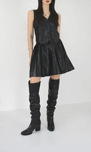 High-quality two-way back slit natural wrinkle western long boots