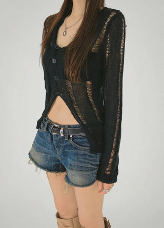Dark Retro Hot Pants Low Denim Cut Surgery Shorts