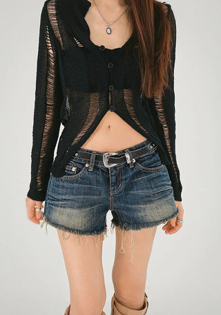 Dark Retro Hot Pants Low Denim Cut Surgery Shorts