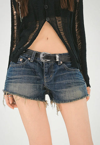 Dark Retro Hot Pants Low Denim Cut Surgery Shorts