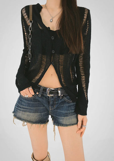Dark Retro Hot Pants Low Denim Cut Surgery Shorts