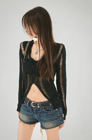 Dark Retro Hot Pants Low Denim Cut Surgery Shorts