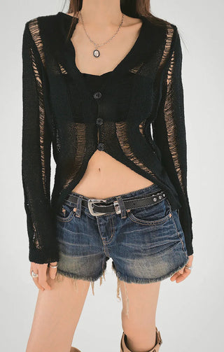 Dark Retro Hot Pants Low Denim Cut Surgery Shorts