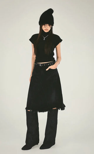 F/W Need Cap Sleeve Soft Basic Half-Polar Crop Tee