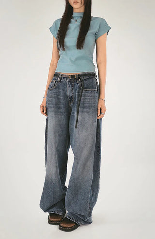 F/W Need Cap Sleeve Soft Basic Half-Polar Crop Tee