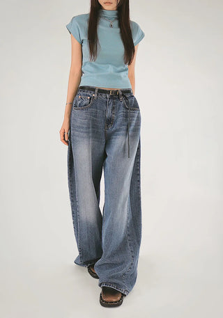 F/W Need Cap Sleeve Soft Basic Half-Polar Crop Tee