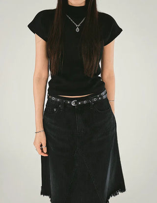 F/W Need Cap Sleeve Soft Basic Half-Polar Crop Tee