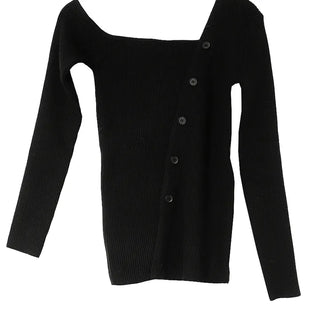 F/W One Off-Shoulder Slit Goal-Knit Long-Sleeve Uneven Cardigan