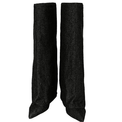 Denim Hidden Natural Wrinkle Heel Stiletto Long Boots