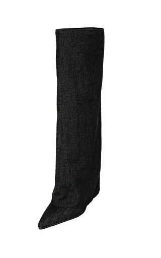 Denim Hidden Natural Wrinkle Heel Stiletto Long Boots
