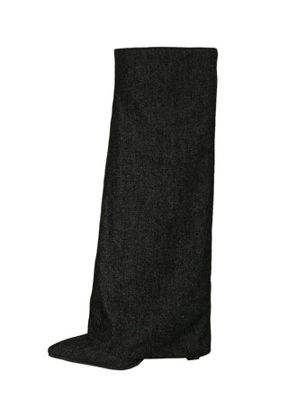 Denim Hidden Natural Wrinkle Heel Stiletto Long Boots