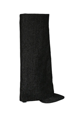 Denim Hidden Natural Wrinkle Heel Stiletto Long Boots