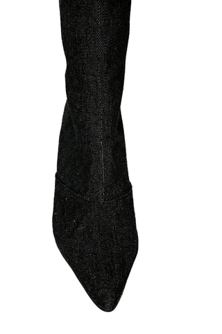 Denim Hidden Natural Wrinkle Heel Stiletto Long Boots