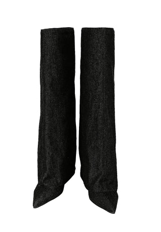 Denim Hidden Natural Wrinkle Heel Stiletto Long Boots