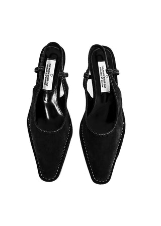 Leuk Suede Stitch Slingback Stiletto Heel