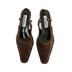 Leuk Suede Stitch Slingback Stiletto Heel