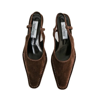 Leuk Suede Stitch Slingback Stiletto Heel