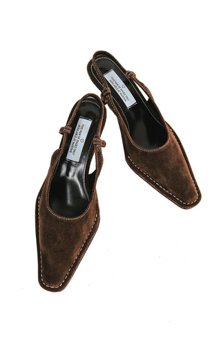 Leuk Suede Stitch Slingback Stiletto Heel