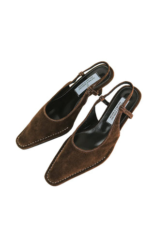 Leuk Suede Stitch Slingback Stiletto Heel