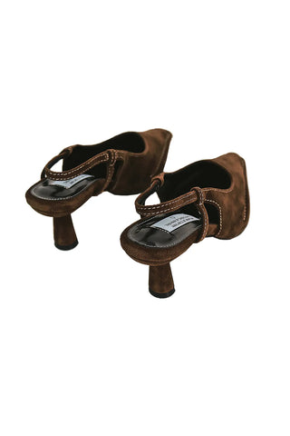 Leuk Suede Stitch Slingback Stiletto Heel