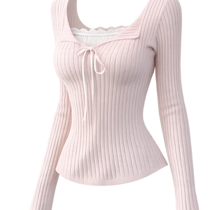 Ribbon inset golf pink knit