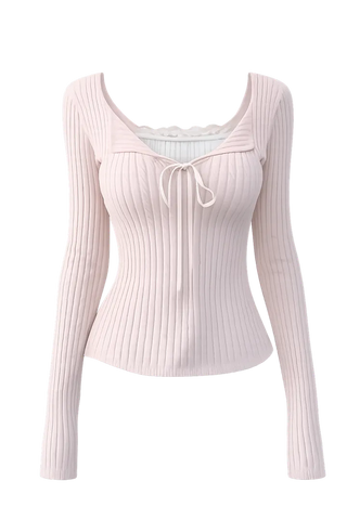 Ribbon inset golf pink knit