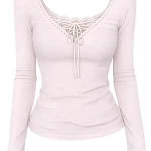 Lace Cross String Slim Tee