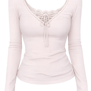 Lace Cross String Slim Tee