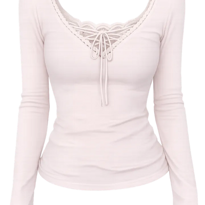Lace Cross String Slim Tee