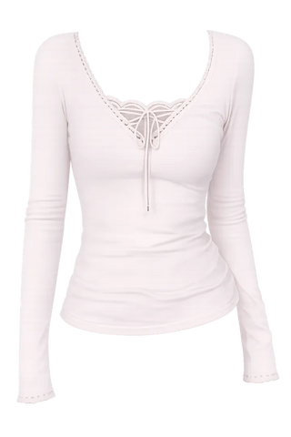 Lace Cross String Slim Tee