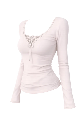 Lace Cross String Slim Tee