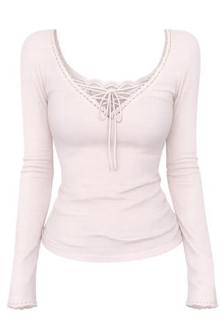 Lace Cross String Slim Tee