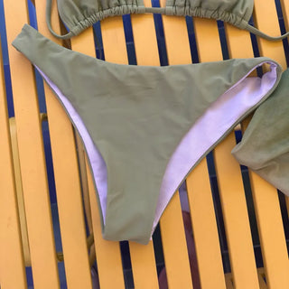 One piece set 3pcs green bikini gradient shirring OPS cover up swimsuit 3 types