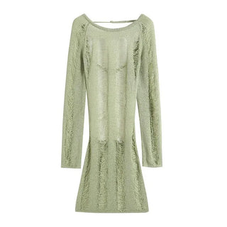 Green Knit Cover Up Swimsuit Bikini Set